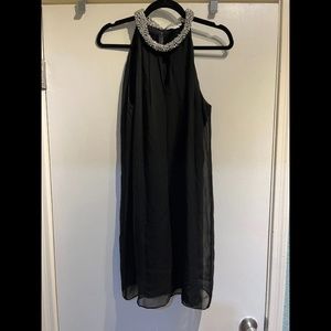 diane von furstenberg dresses size 10 black and silver beaded